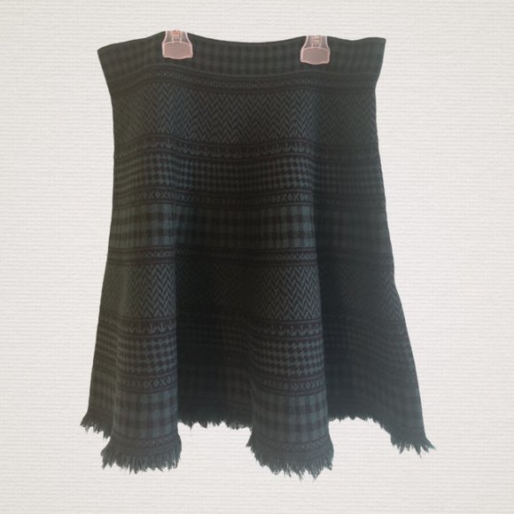 DERHY European Green and Black Mini Skirt - Picture 1 of 5